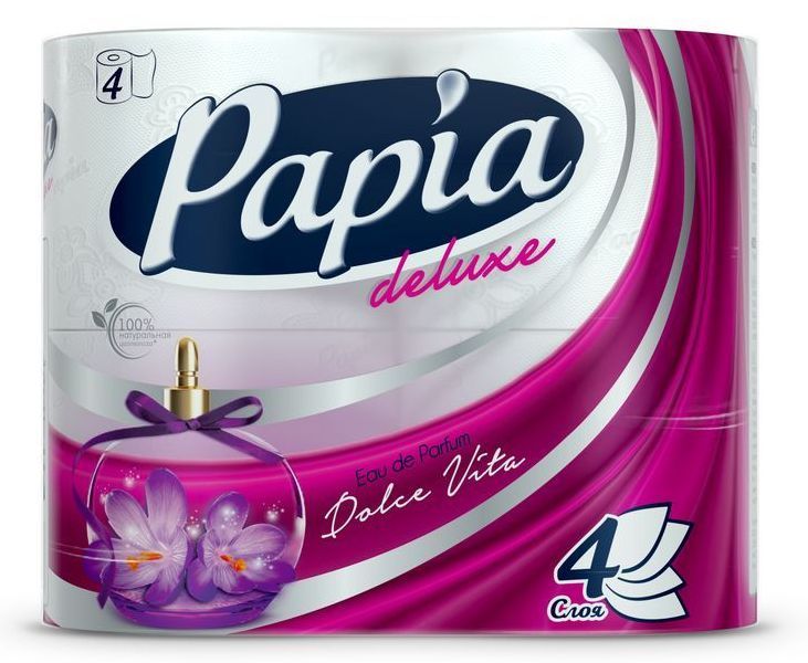 Туалетная бумага Papia Делюкс 4сл. 4шт Сладкая жизнь