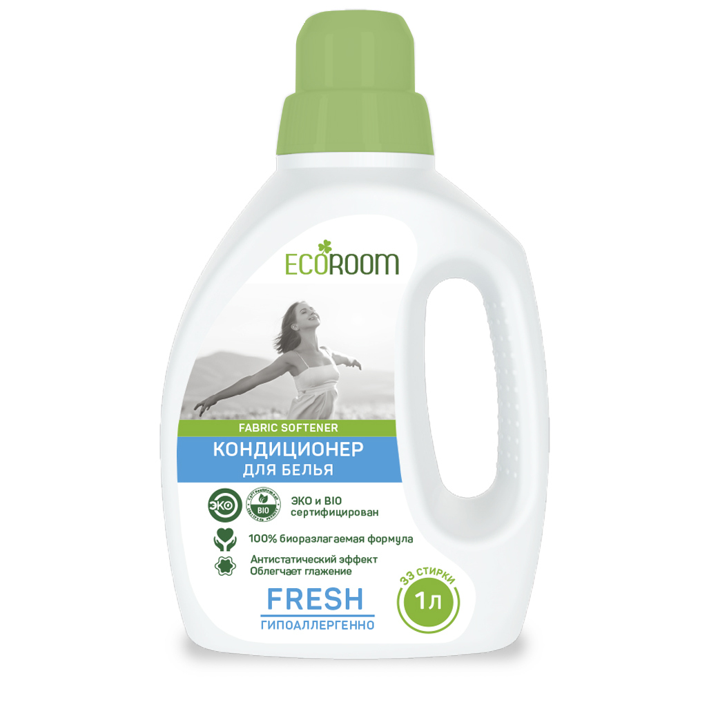 Кондиционер для белья ECOROOM 1000мл Свежесть (Fresh) биоразлагаем. гипоаллерг.