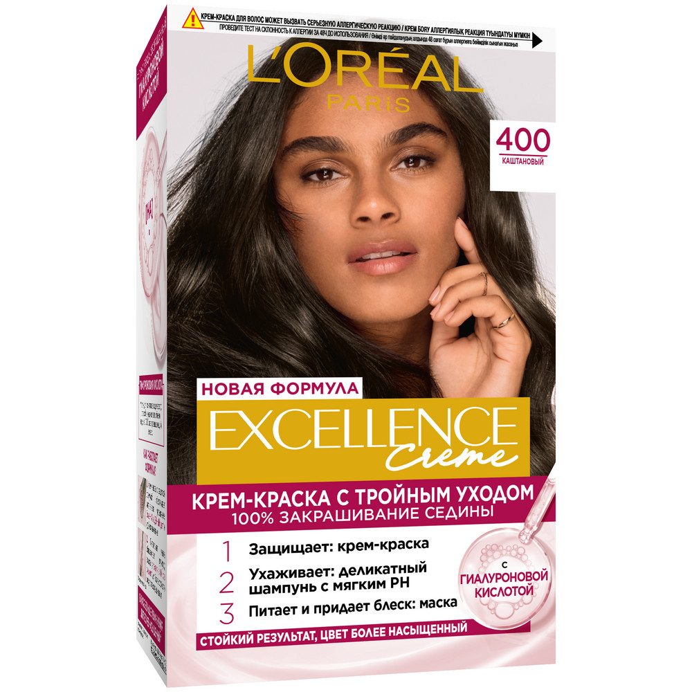 L'Oreal Paris Стойкая крем-краска для волос 'Excellence', оттенок 400, Каштановый