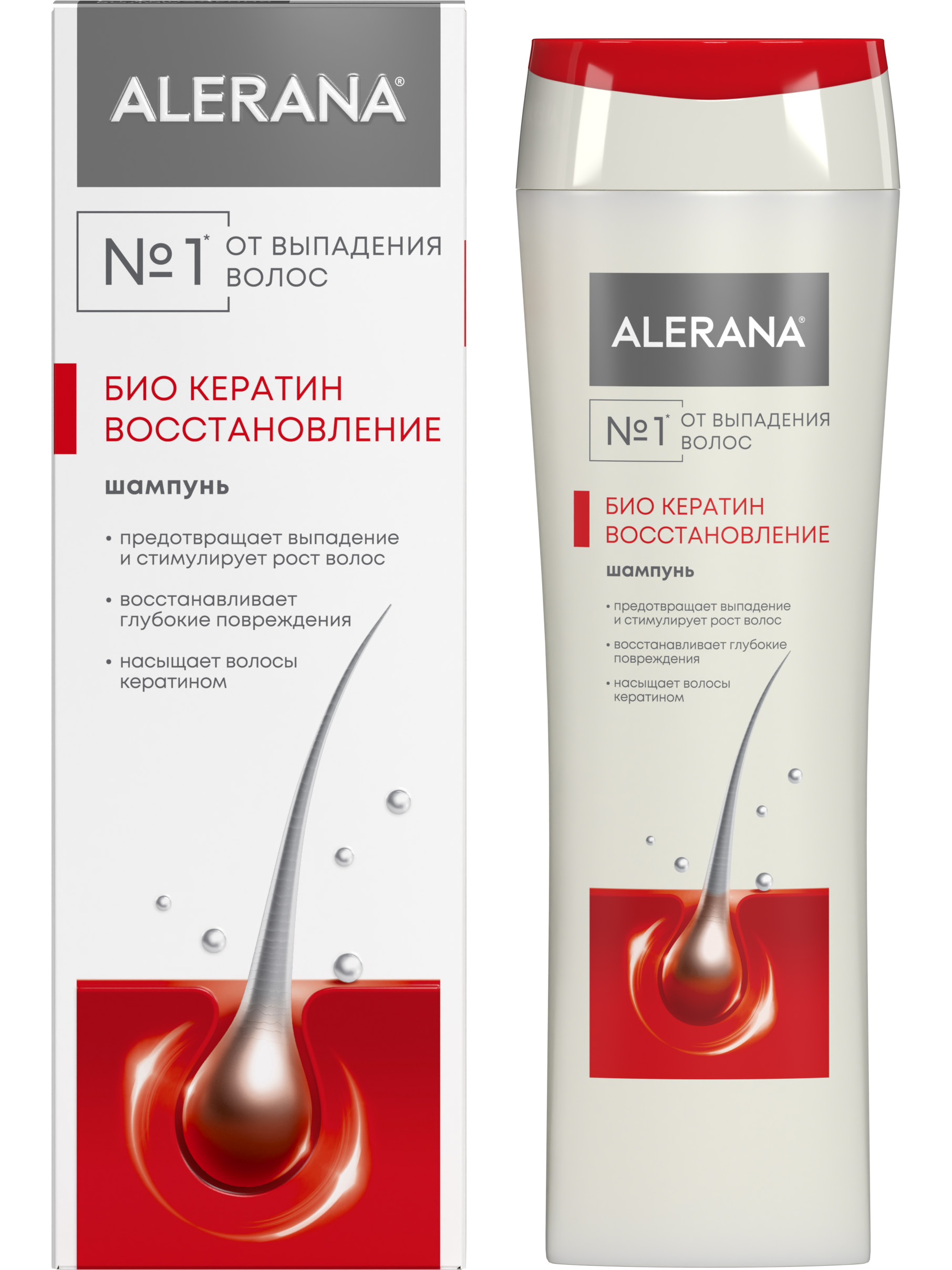 Шампунь против выпадения био кератин восстановление Alerana, 250 мл